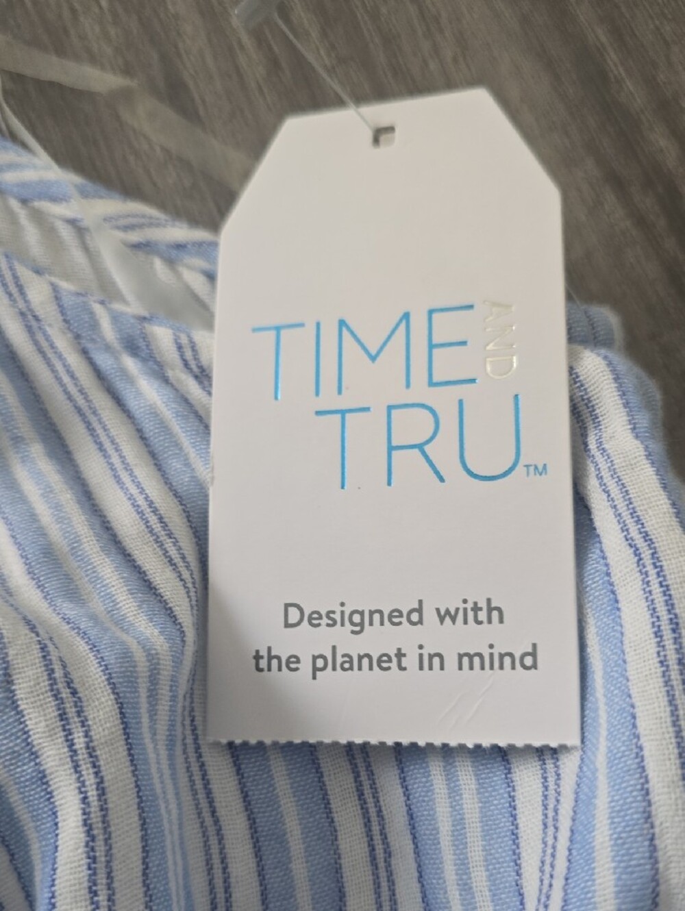 NWT Time and Tru Light Blue & White Striped Halter Dress 100 % Cotton - Picture 6 of 8
